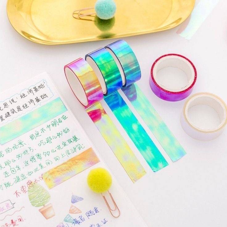 Creative Laser Gradient Tape Student Journal Sticker Tape Cool Color Notebooks Decoration Waterproof Laser Tape