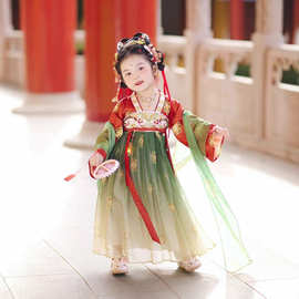 2025秋季新款唐宫夜宴女童汉服秋季古装连衣裙唐装儿童古风公主裙