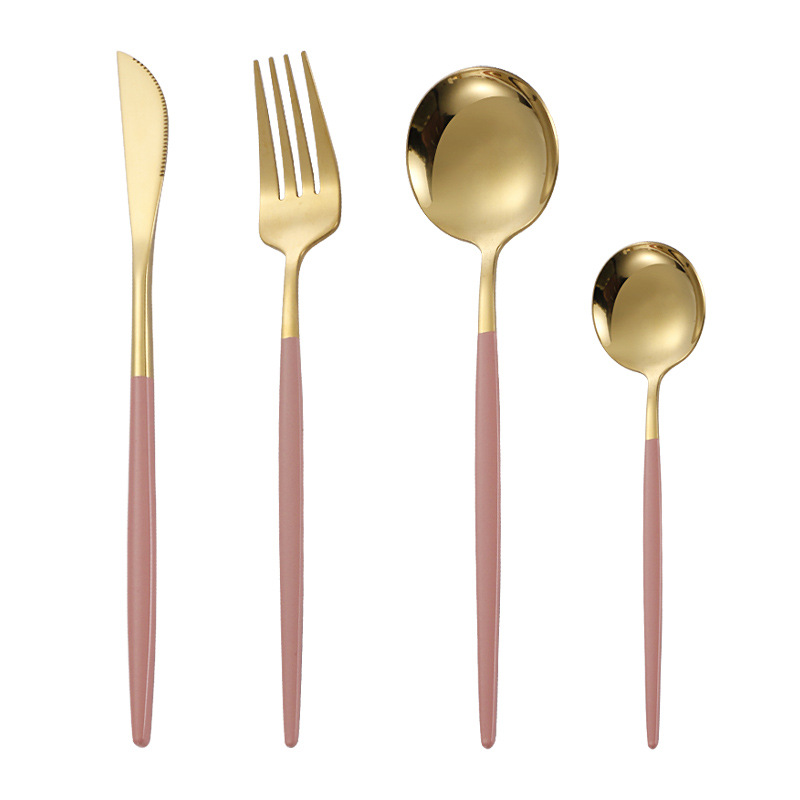 Cuchilleras de acero inoxidable transfronterizas cuchilleras de filete y tenedor cuchara de postre cuchara de hielo cuchara de mango largo cuchara de cubierta portuguesa cuchilleras y tenedor de cubierta