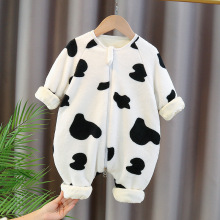 宝宝法兰绒睡衣新款婴儿加厚爬服男童双层睡袋女童珊瑚绒连体衣潮