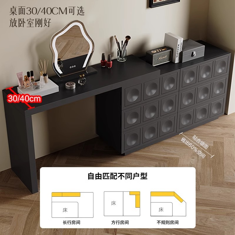 Mesa de madera negra sólida armario de almacenamiento armario de almacenamiento en un pequeño tipo de leche blanca dormitorio casero mesa de maquillaje armario de cama