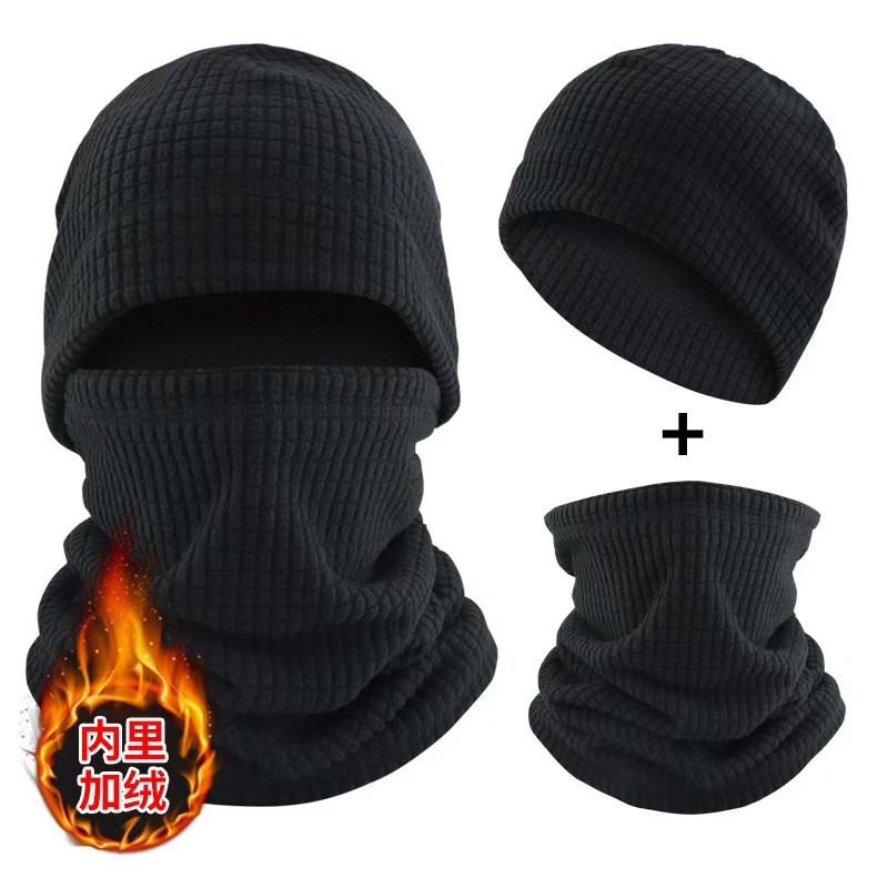 Winter Solid Color Fleece-Lined Thickened Neck Warmer Multifunctional Warm Neck Protector Outdoor Cycling Windproof Knitted Thermal Face Mask