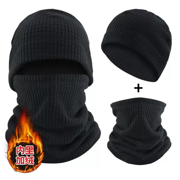 Winter Solid Color Fleece-Lined Thickened Neck Warmer Multifunctional Warm Neck Protector Outdoor Cycling Windproof Knitted Thermal Face Mask