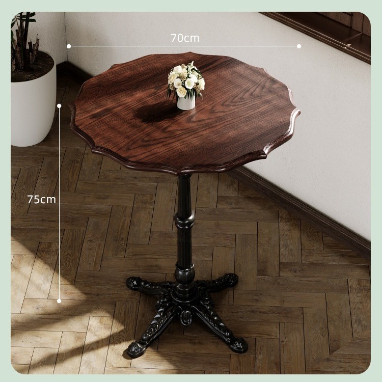 Mesa y silla de cafetería americana retro francesa panadería de comida ligera dulces tienda de azúcar y agua bistrona mesa de madera maciza