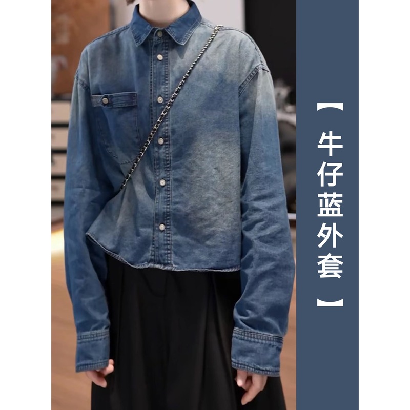 欧洲站复古简约水洗牛仔外套女2025秋季百搭显瘦短款减龄夹克上衣|undefined