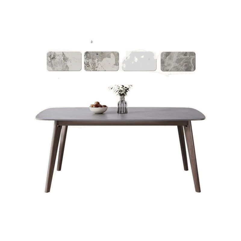 Mesa y silla de comedor de tabla de roca italiana para el hogar minimalista, mesa de comedor rectangular de madera maciza moderna y lujosa