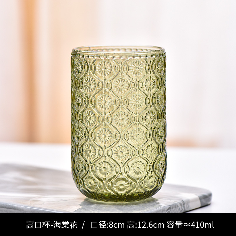 Copa de rayas verticales de vidrio retro europeo, copa de vino tinto, copa de postre alto de helado, copa de vino de frutas de uva de champán casero