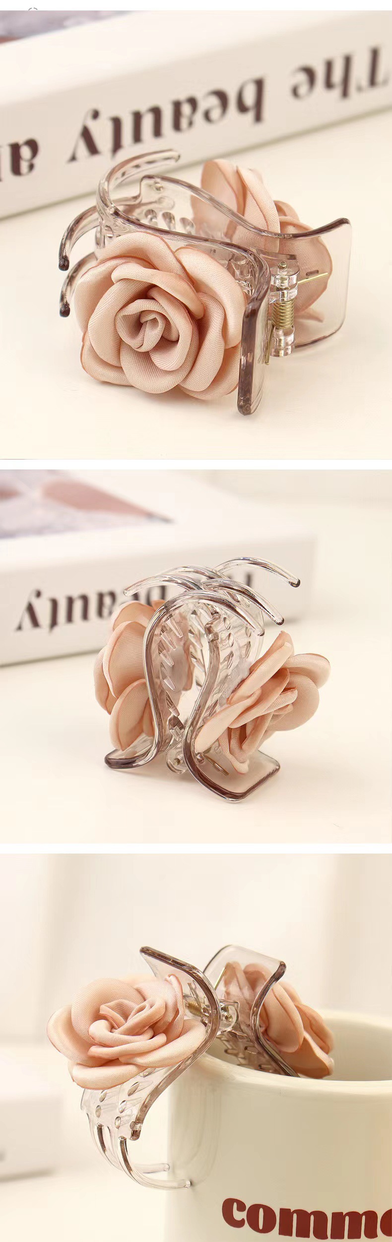 Women's Sweet Flower Plastic Satin Handmade Hair Claws display picture 1