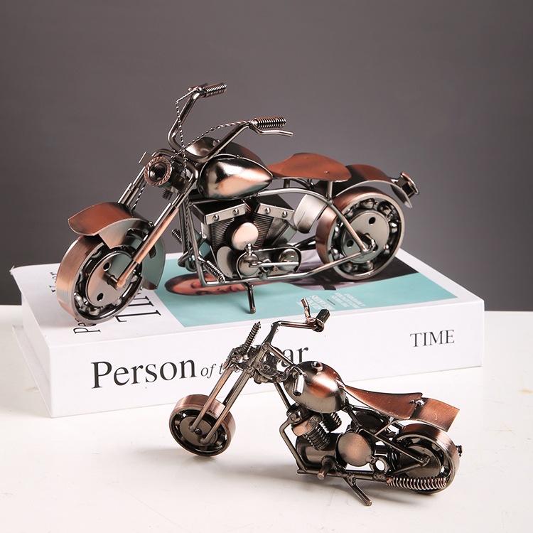 铁艺摩托车金属机车模型创意家居桌面小摆设酒柜电视柜装饰品摆件