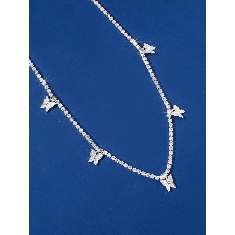 Waist Chain Body Chain New Cross-Border Jewelry Fashion Butterfly Pendant Rhinestone Silver-Plated Waist Trendy Simple Versatile Body Chain_voghion.com
