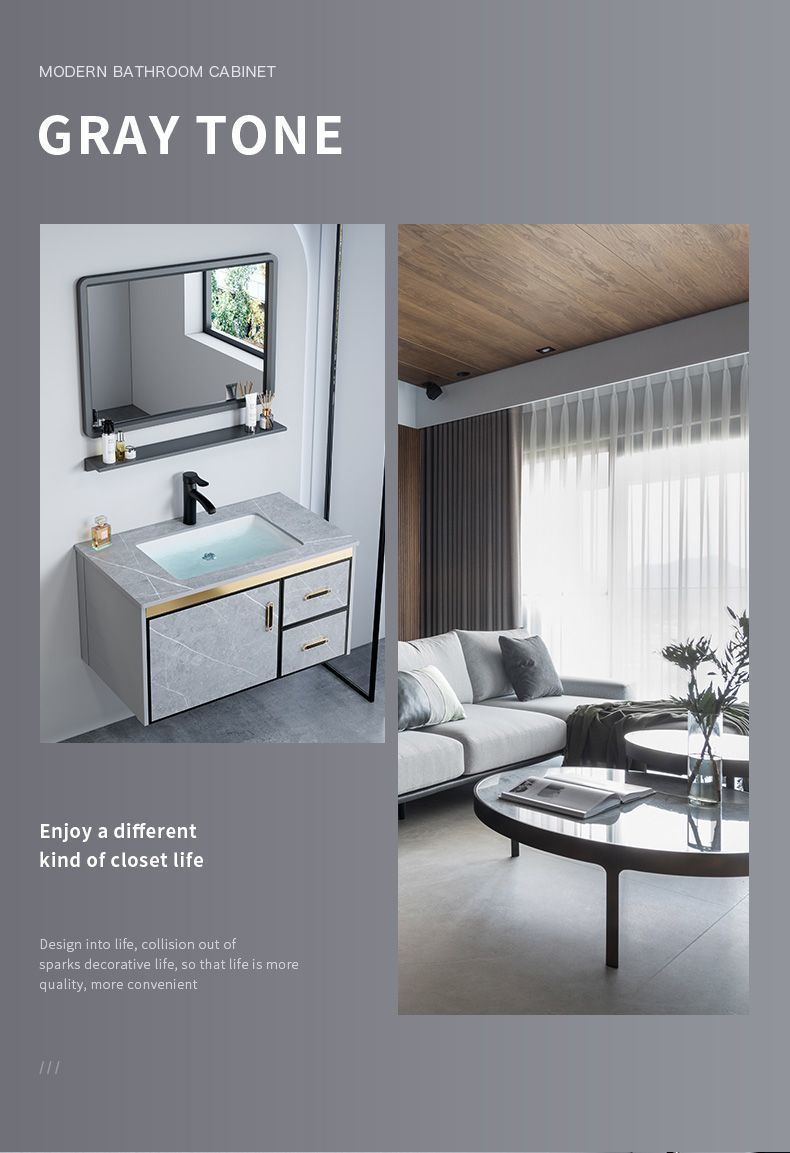 The space aluminum bathroom cabinet and washbasin cabinet combination bathroom washbasin and basin integrated washbasin is modern, simple and intelligent Specification drawing