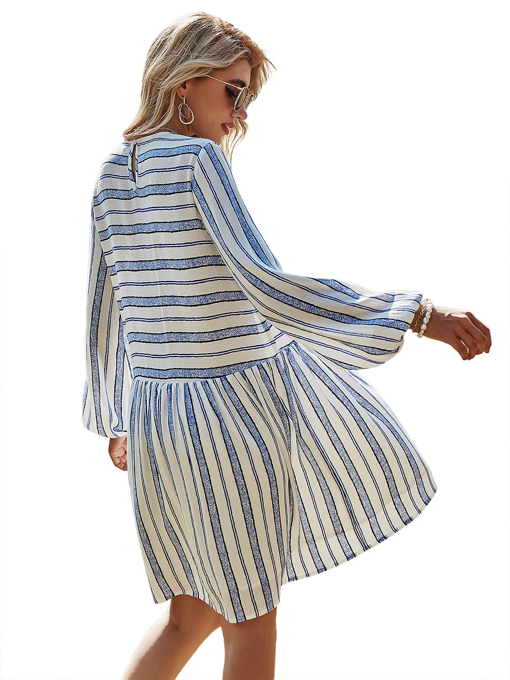 New Casual Stitching Striped Doll Version Loose Dress display picture 10