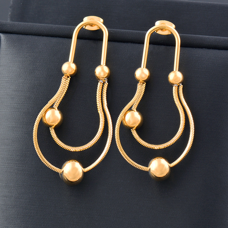 Fashion Devilu0027S Eye Heart Shape Stainless Steel Inlaid Gold Drop Earrings 1 Pair