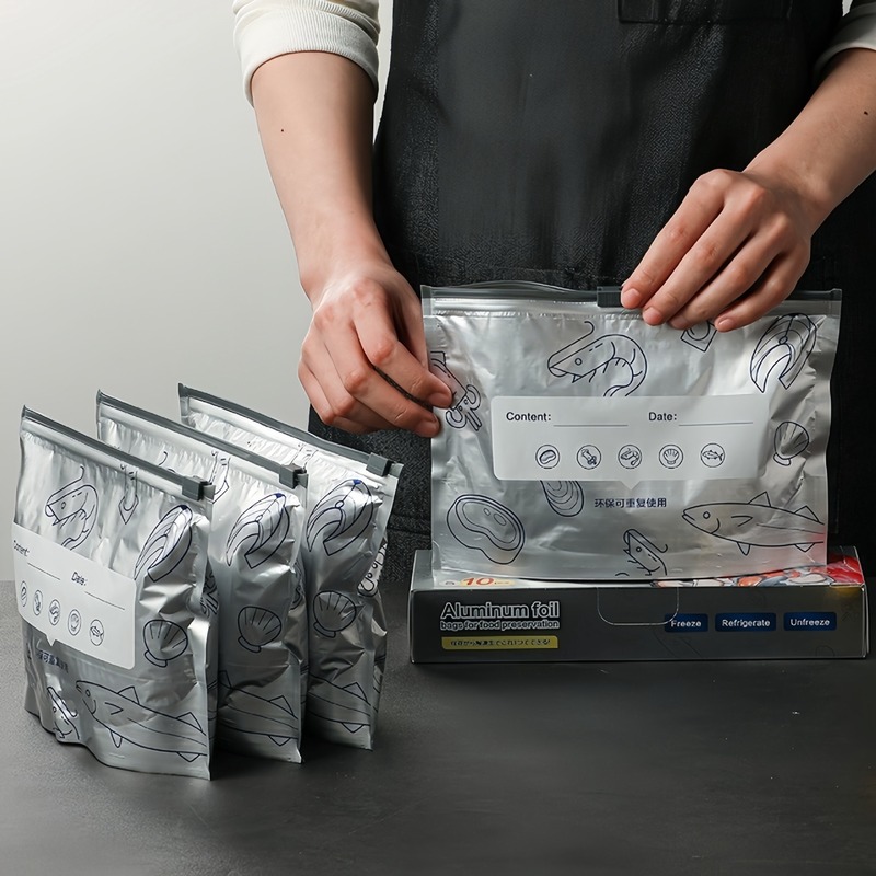 铝箔保鲜袋密封袋家用冰箱食物冷冻肉专用食品级保鲜密实自封袋|undefined