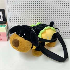 卡通呆萌可爱单肩斜挎包软妹jK女孩腊肠狗毛绒学生生日礼物儿童包