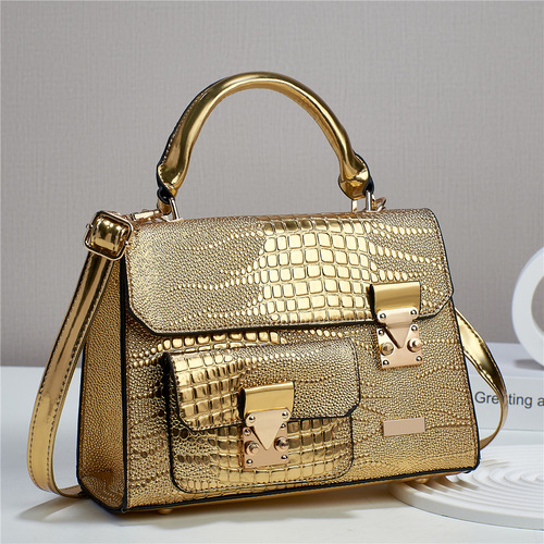  new solid color lizard pattern texture large capacity foreign trade simple women's bag single shoulder crossbody multi-compartment women's bag