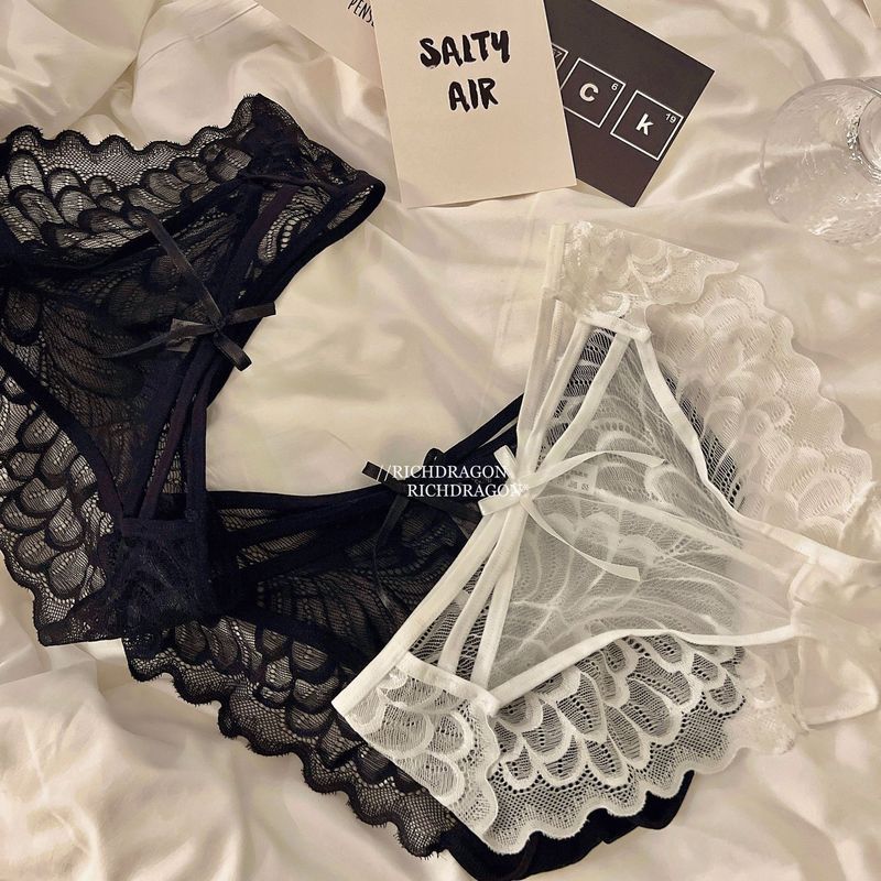 Sexy Lace Underwear Women's Transparent Hollow Bow Mesh Emotional Temptation Comfortable Low Waist Cross Briefs Sexy Lace Underwear Women's Transparent Hollow Bow Mesh Emotional Temptation Comfortable Low Waist Cross Briefs