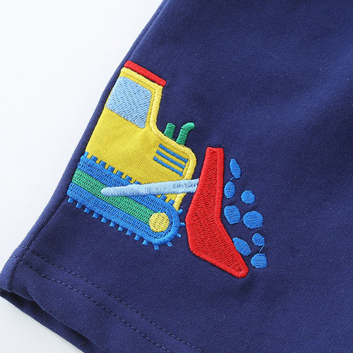 2024 Summer New Arrival Boys Embroidered Shorts Casual Fashion Baby Pants European and American Style Medium Children's Five-Finger Shorts