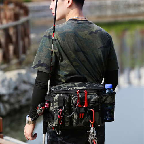 New Luya Waist Bag Men's Large Capacity Outdoor Multi-Function Camouflage Waist Bag Sports Backpack Single Shoulder Crossbody Fishing Bag