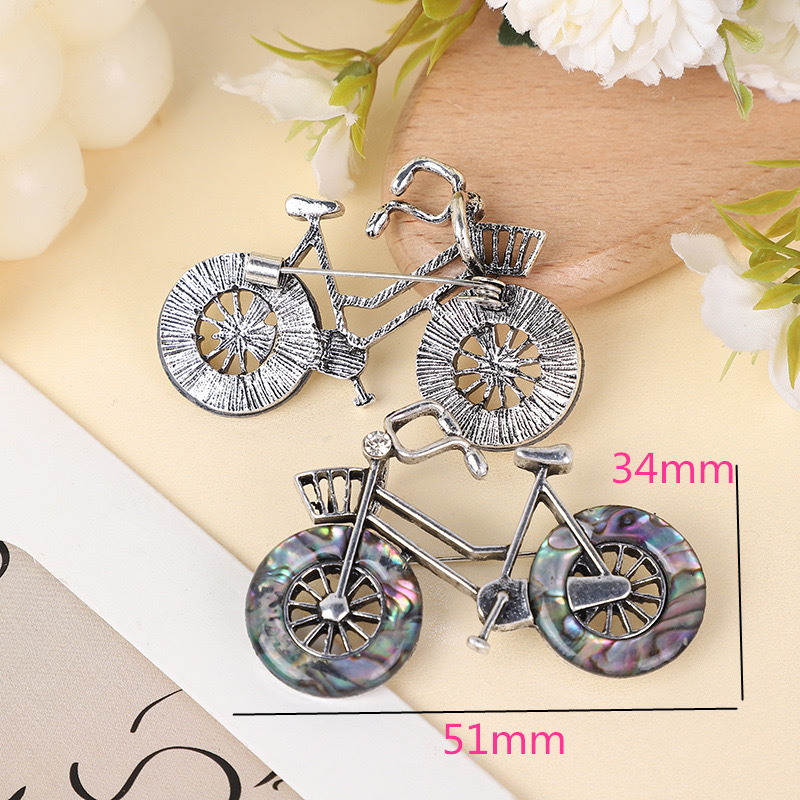 All Seasons Season Women's Gender Retro Pin Bicycle Alloy Inlay Shell Women's Brooches