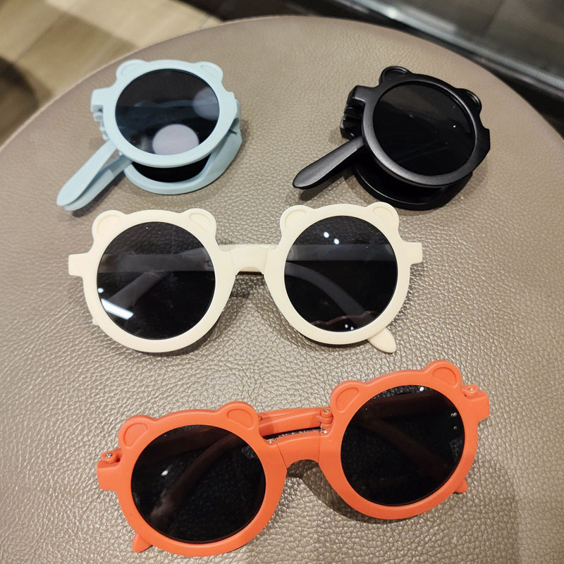Children's sunglasses cute bear foldable sun glasses for boys and girls kids sunshade mirror sunscreen sunglasses for girls