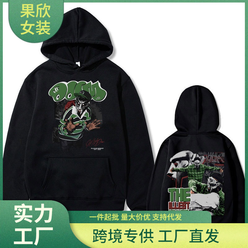 Rapper Mfdoom Madvillainy's Most Evil Villain Double-Sided Printed Sweatshirt Men's Loose Hip-Hop