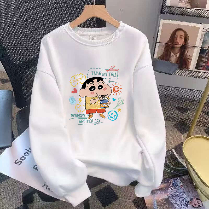 Autumn Round Neck Sweatshirt Men's Long-Sleeved T-Shirt Women's Cartoon Print Thin Solid Color Top Loose Fit for Boys Autumn Round Neck Sweatshirt Men's Long-Sleeved T-Shirt Women's Cartoon Print Thin Solid Color Top Loose Fit for Boys