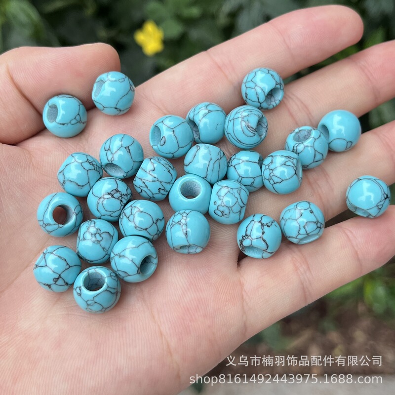 Natural Stone Turquoise Large Hole Round Beads Loose Beads Bracelet Necklace DIY Semi-Finished Beaded Accessories Manufacturer Wholesale Natural Stone Turquoise Large Hole Round Beads Loose Beads Bracelet Necklace DIY Semi-Finished Beaded Accessories Manufacturer Wholesale