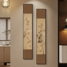 禅意竖版宋代美学茶室玄关花鸟字画新中式装饰画高级大气背景挂画
