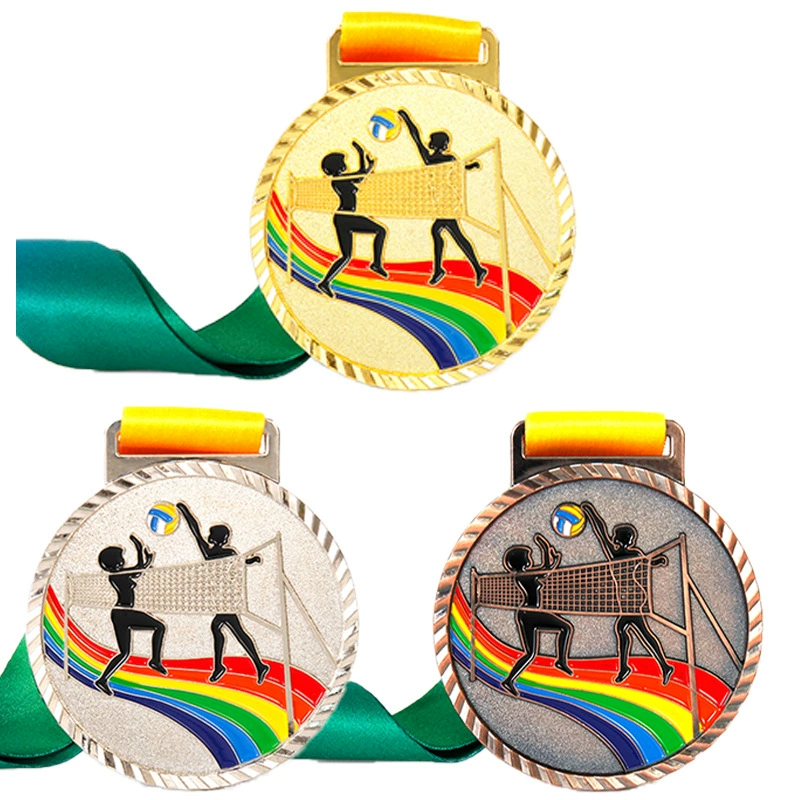 Школа спортивная встреча сплав цинка волейбол соревнования медаль детей золото и серебро бронзовая медаль памятная медаль металл медаль решений