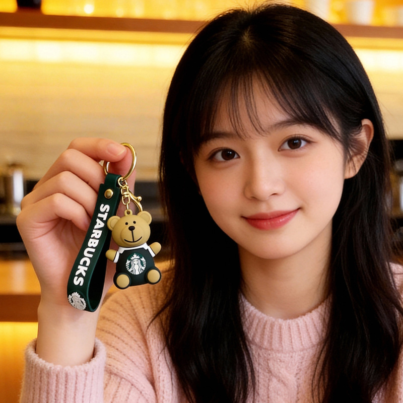 Instagram-Style Starbucks Couple Bear Bag Pendant with a High-End Feel, Cute Bag Charm, Lanyard Keychain, Small Toy Instagram-Style Starbucks Couple Bear Bag Pendant with a High-End Feel, Cute Bag Charm, Lanyard Keychain, Small Toy