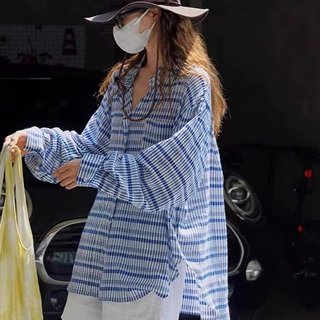 26年春季长袖衬衫外套女夏季宽松慵懒风薄款防晒罩衫衬衣开衫上衣