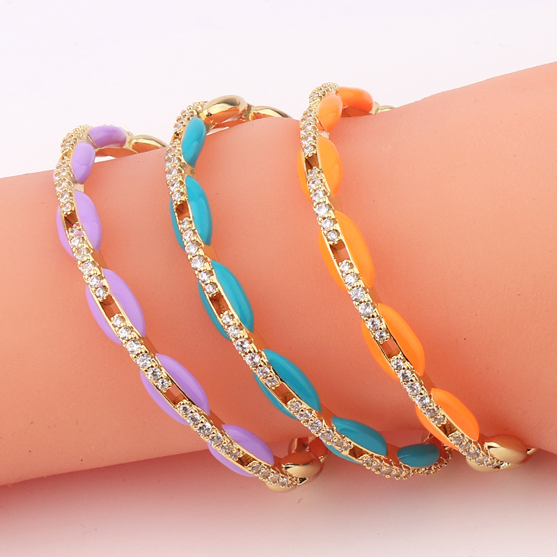 Fashion Geometric Copper Bracelets Stoving Varnish Zircon Copper Bracelets