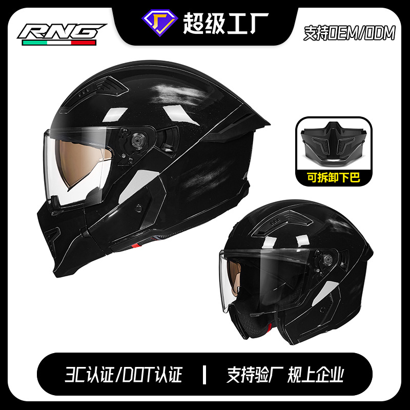 [Personalizado] RNG nuevo casco combinado 3C/DOT casco de motocicleta retro casco de motocicleta casco completo de locomotora medio casco universal 3/4