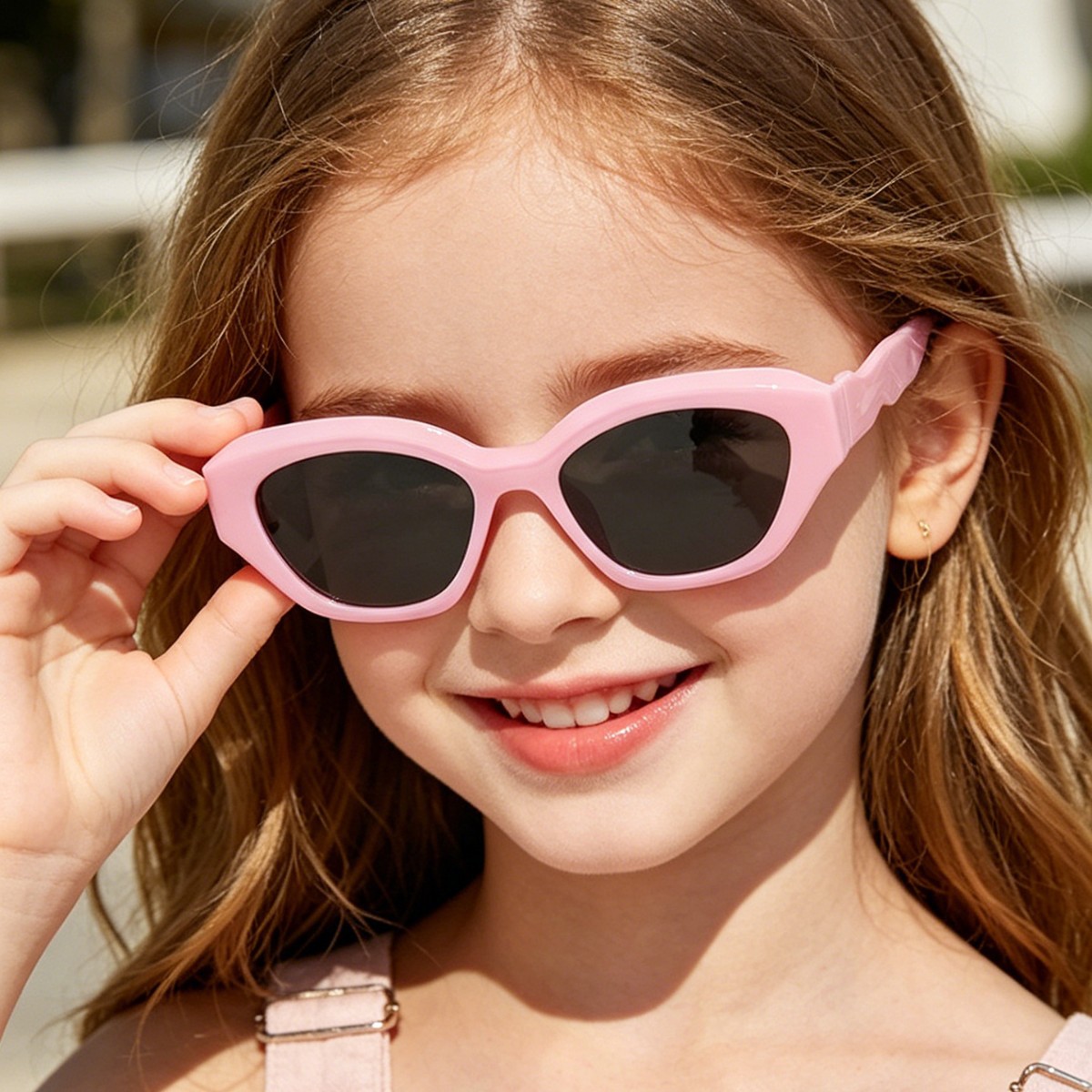 Gafas de sol infantiles Raine, modernas, con patas onduladas, estilo coreano, color dopamina, para protección solar al aire libre.
