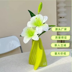 仿真胶片百合花 2花1蕾仿真花绿植装饰花卉装饰客厅餐桌摆饰厂家