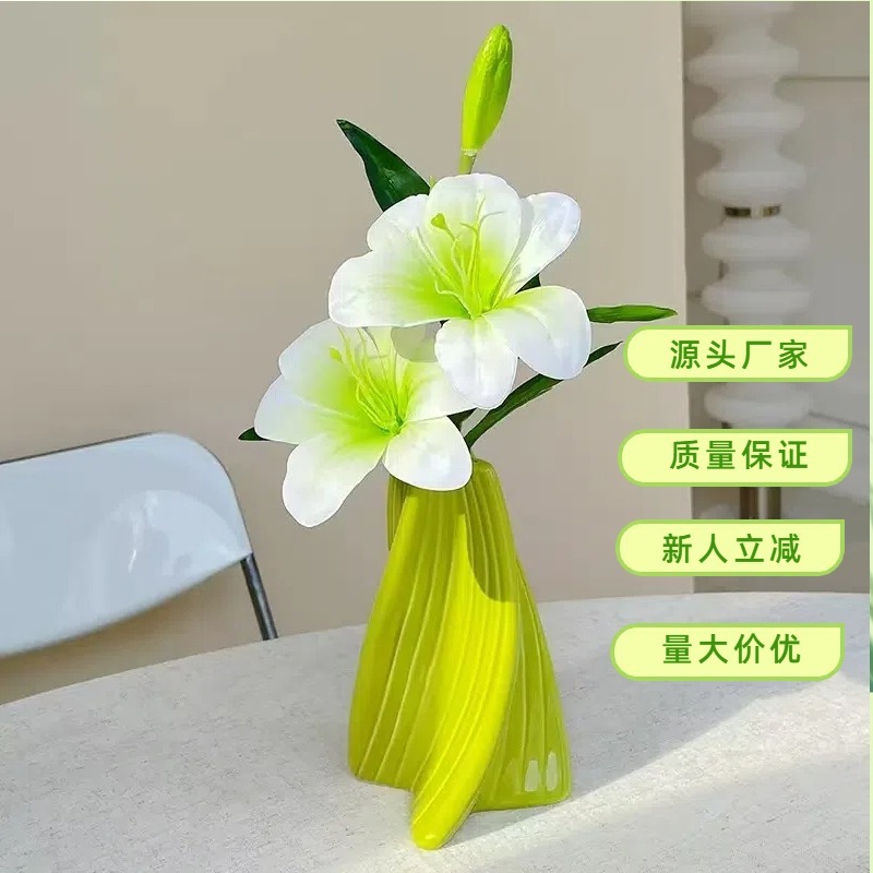 仿真胶片百合花 2花1蕾仿真花绿植装饰花卉装饰客厅餐桌摆饰厂家|undefined