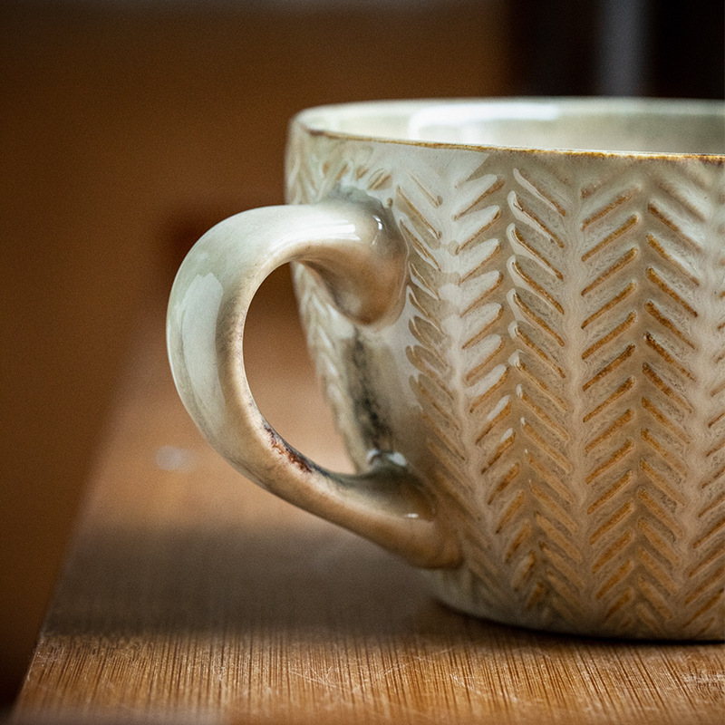 Creativo trigo oído alivio Taza de cerámica taza de avena tendencia de la personalidad taza de la vendimia taza de café taza de agua del hogar