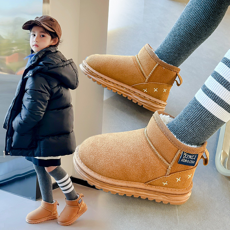 2023 Stivali da neve per bambini ispessiti invernali Scarpe di cotone calde Stivali per ragazzi e ragazze Scarpe in cotone per bambini con suola morbida antiscivolo_voghion.com