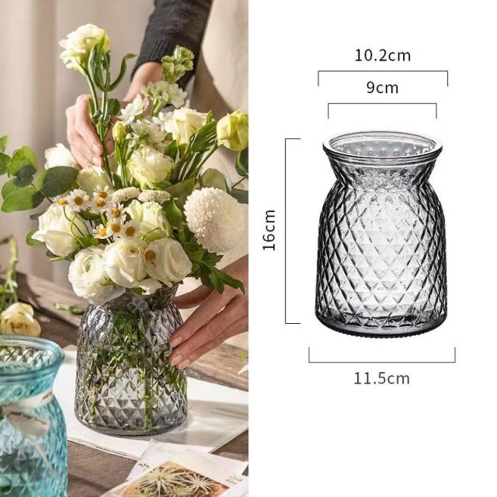 INS estilo florero de vidrio simple arreglo de flores transparente flor hidropónica planta verde florero sala de estar mesa de comedor Decoración