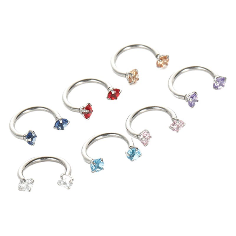 Европейский и американский нержавеющей стали Подкова стержень Внутренний Зуб нос кольцо человеческого тела пирсинг U-образный двуглавый Циркон Подкова стержень U-нос ногтей ювелирные изделия