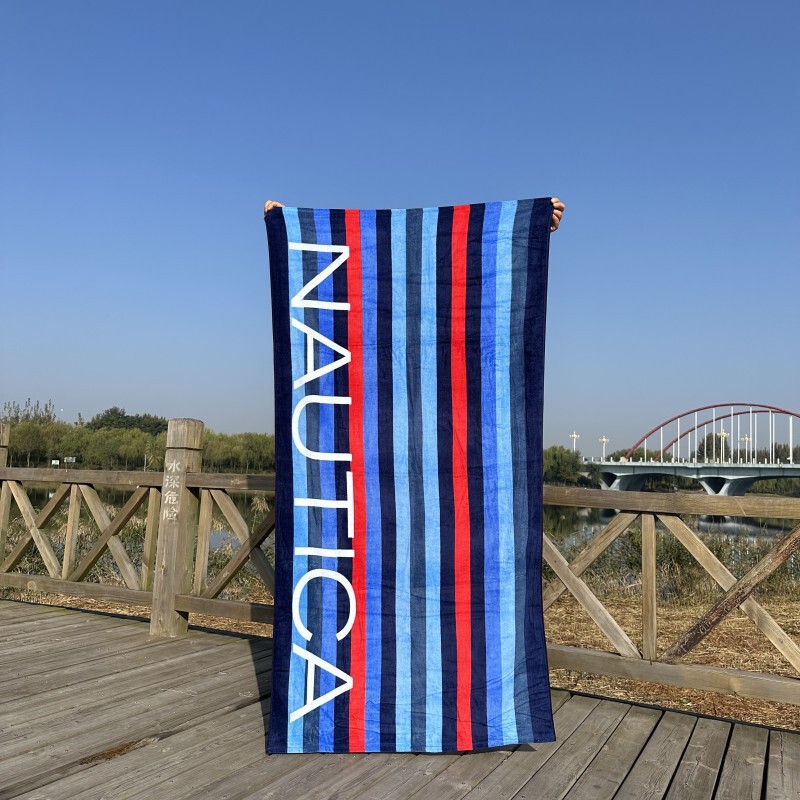 Exported to Europe and the United States large bath towel reactive printing cut velvet soft absorbent bath swimming cotton beach towel 170*90