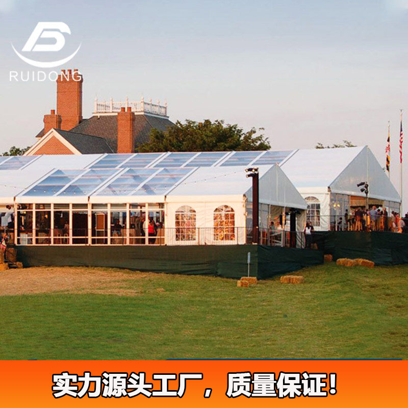 铝合金透明篷房 弧形双层PVC空调玻璃婚庆篷房白色沙滩人字顶帐篷