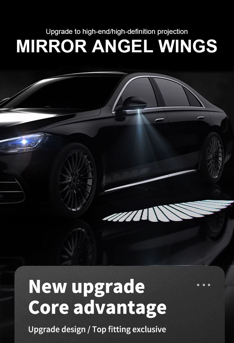 Universal Car Rearview Mirror Angel Wings Welcome Light Carpet Light Projector Lighting Carpet Light Led Projector Lighting