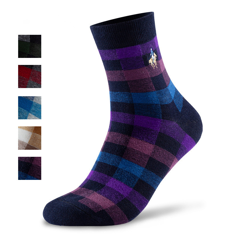 Gadley Paul men's socks spring and autumn business tide socks plaid European and American style men's combed cotton socks wholesale
