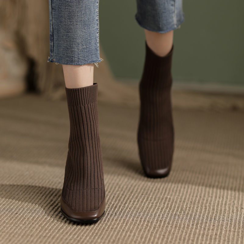 fashion knitting Stretch socks 2022 new pattern With crude spring and autumn Single boots Thin Bootie High-heeled Elastic force Boots