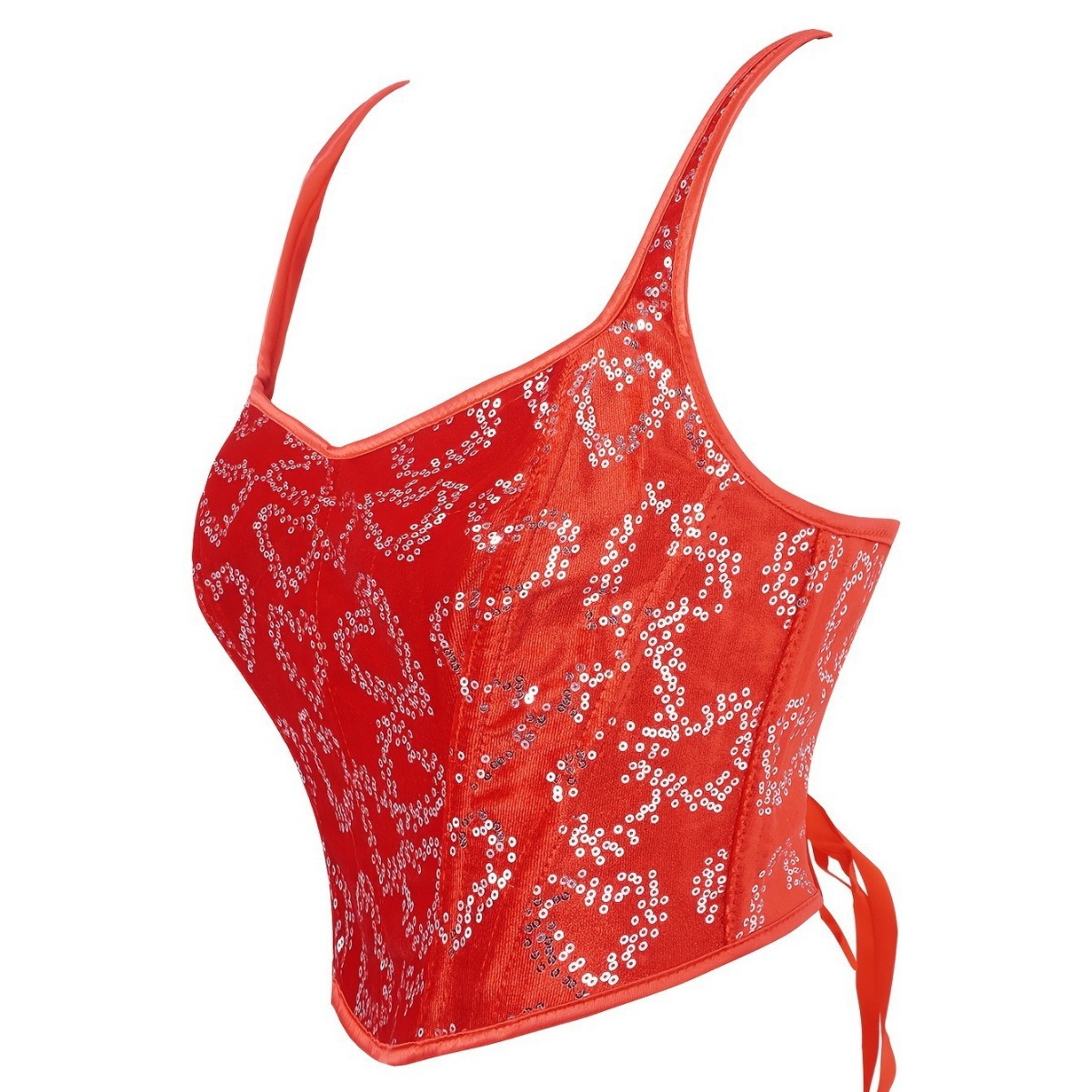 Europa y los Estados Unidos sequinilla roja decoración chaqueta de cintura de cintura, hueso de pescado, ropa de cuerpo, temu suministro transfronterizo