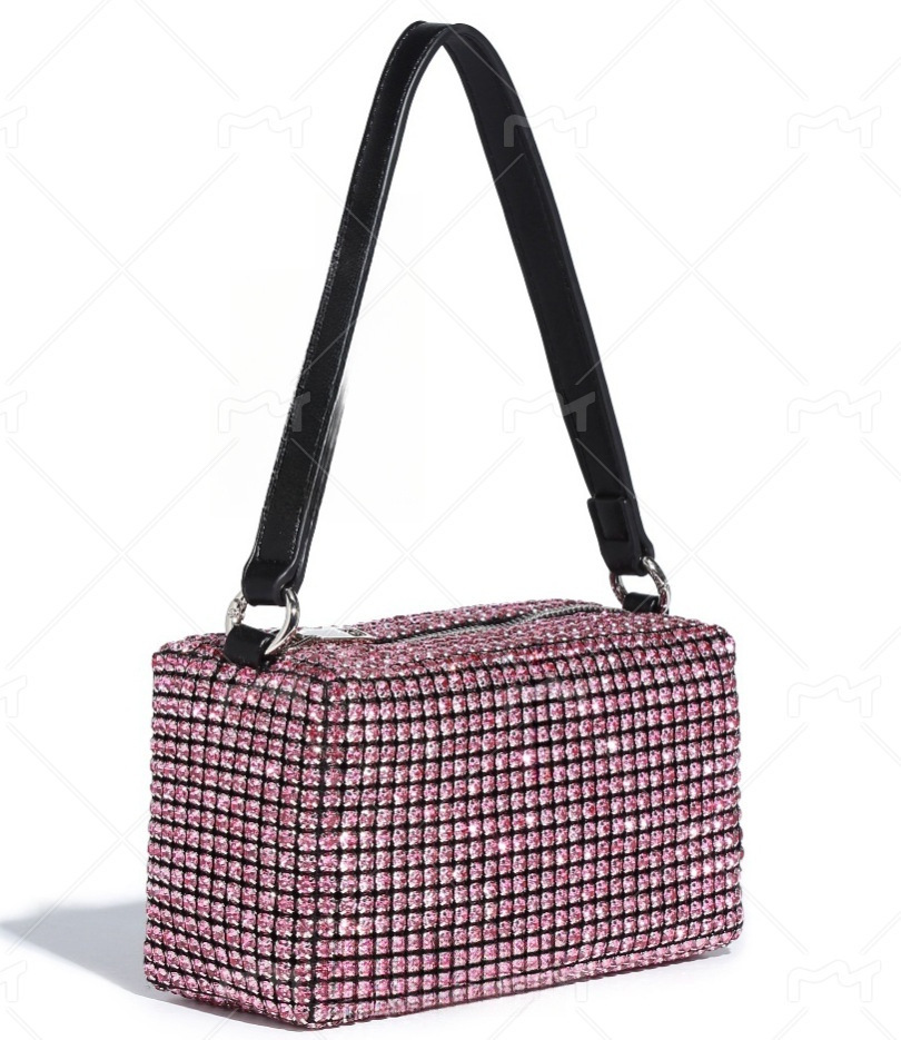 Rhinestone Women's Evening Bag - Sparkling Diamond Crossbody Handbag, Underarm Small Square Bag, Fashionable And Versatile - Thumbnail 7