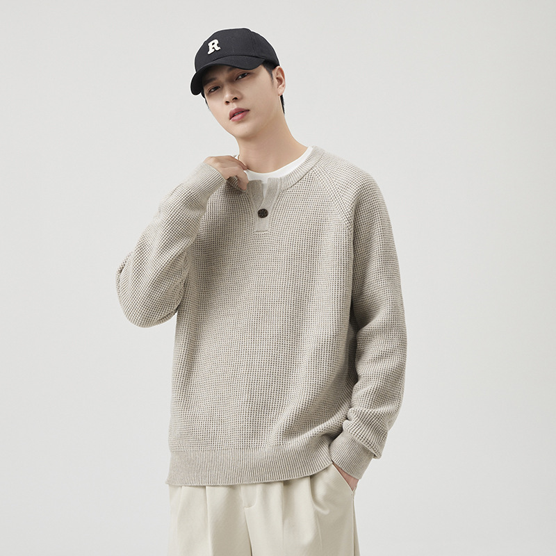 Men's Henry Collar Long-Sleeved Knitwear Men's Autumn and Winter 2025 New High-End Knitted Texture Casual Tops