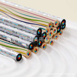 镭射七色芯彩铅线条热转印彩虹铅笔直供可批可定